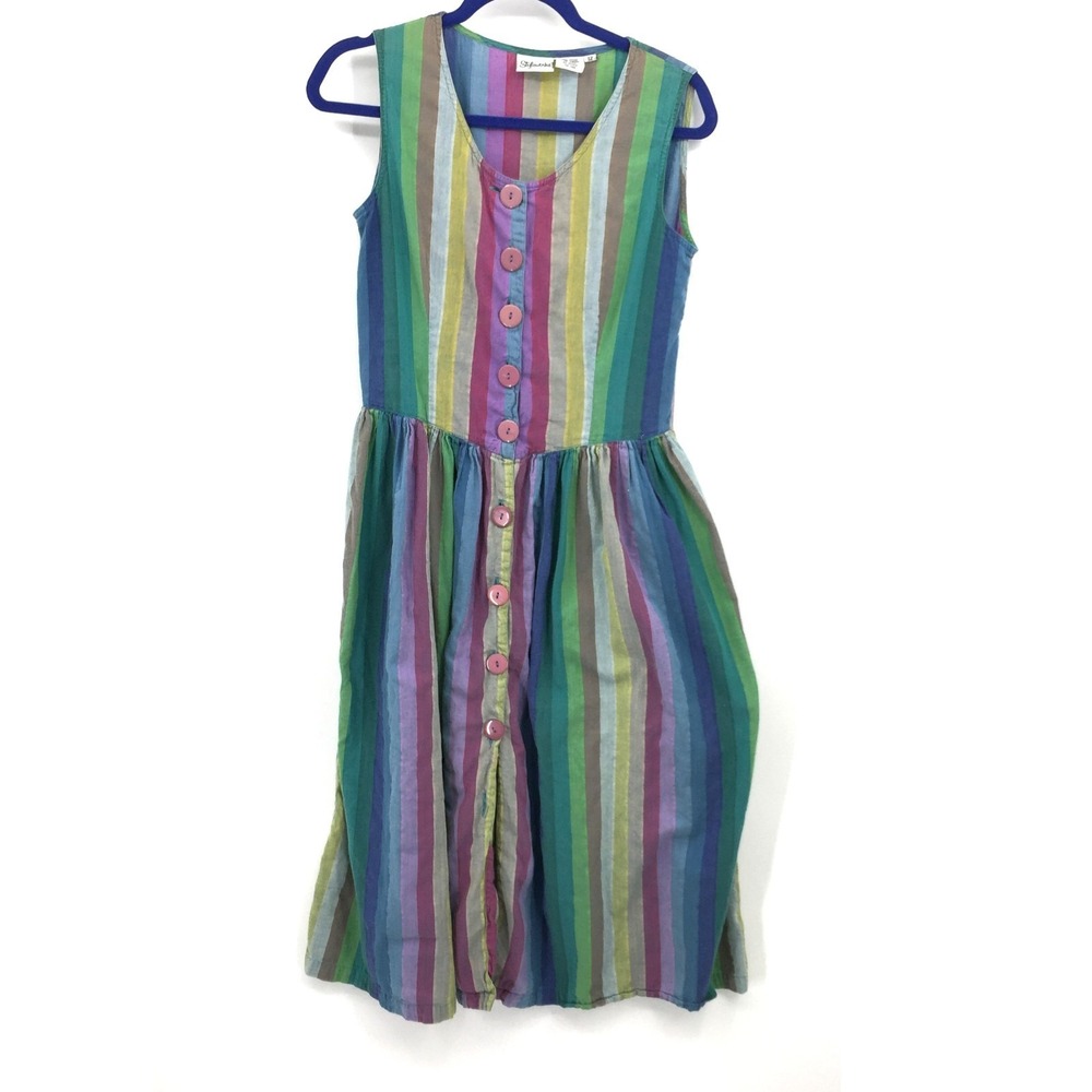 vintage Styleworks assorted Colorful stripe cotton tank jumper Dress kidcore 12